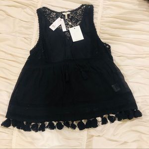 Joie sheer black embroidered blouse NWT!